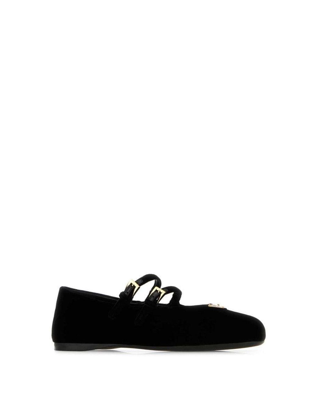 Prada Black Round Toe Ballet Flats