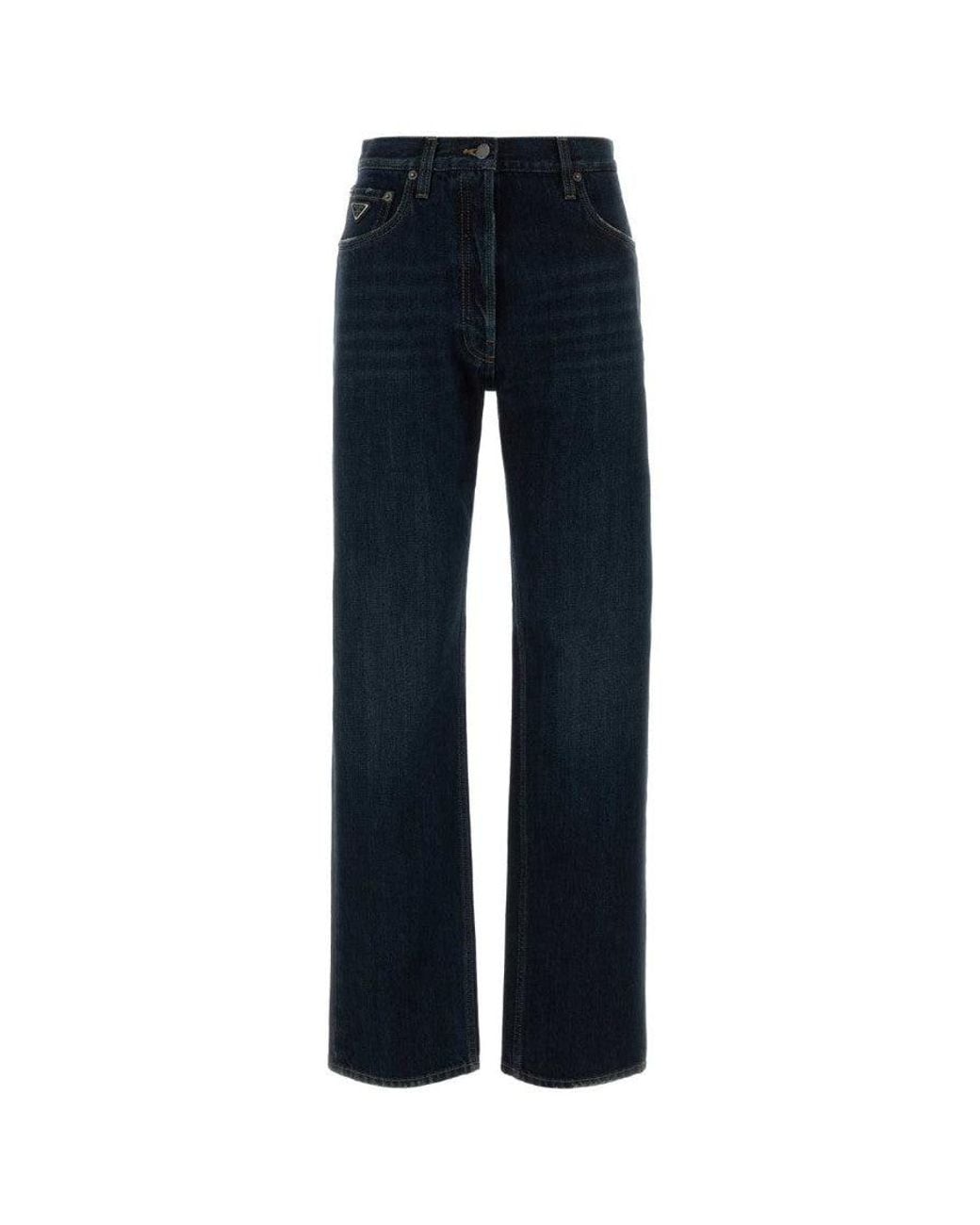 Prada Blue Straight High Rise Jeans