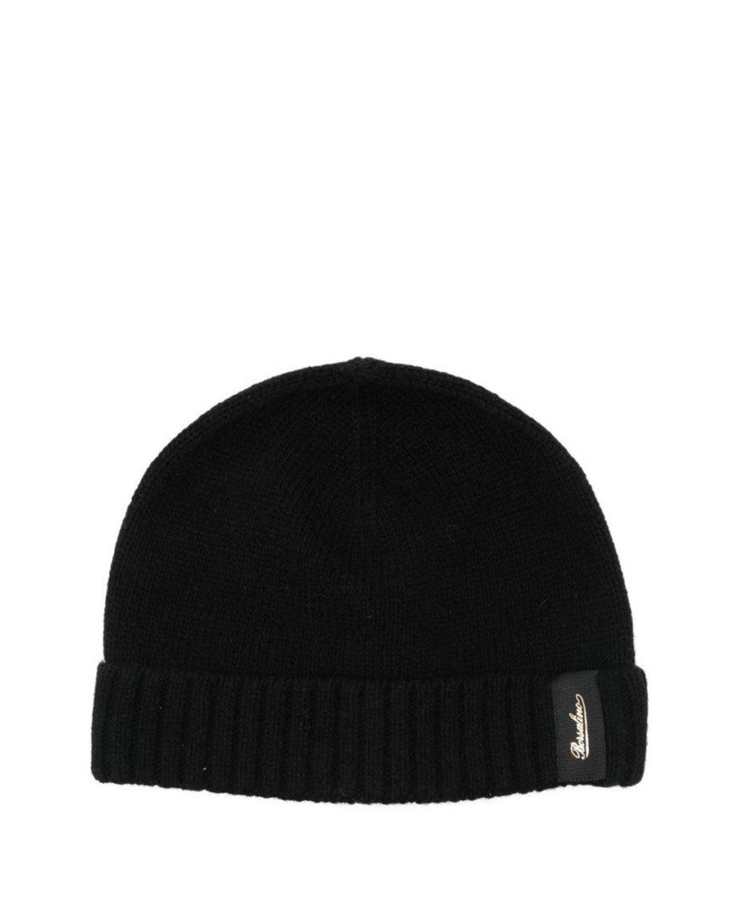Borsalino Black Textured Beanie Cap