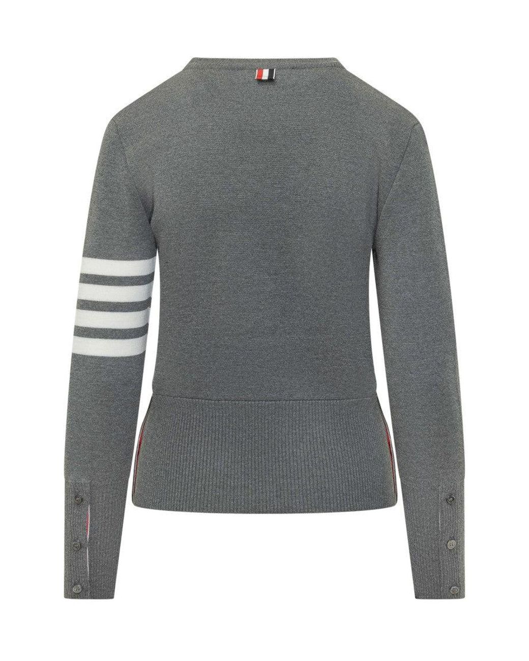 Thom Browne Gray Stripes Crew Neck Sweater