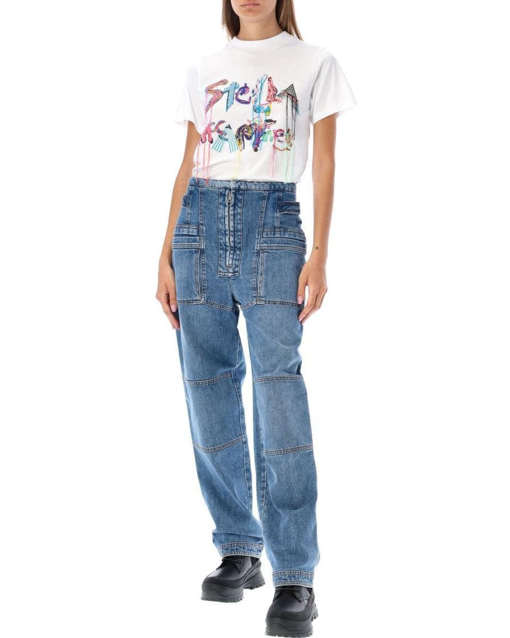 Stella McCartney Blue Straight-Leg Cargo Jeans