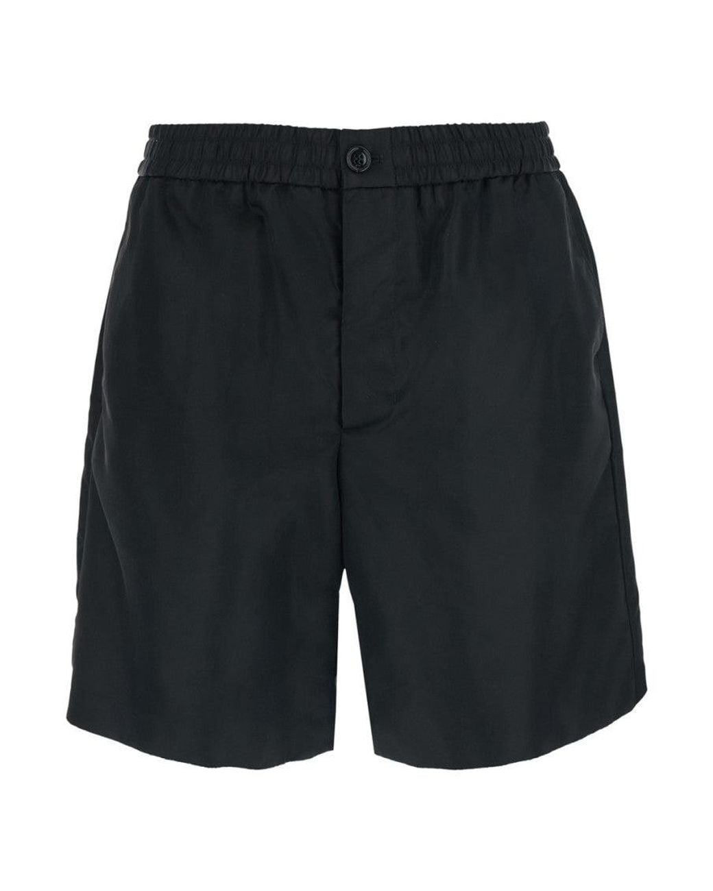 AMI Black Regular Solid Shorts for men