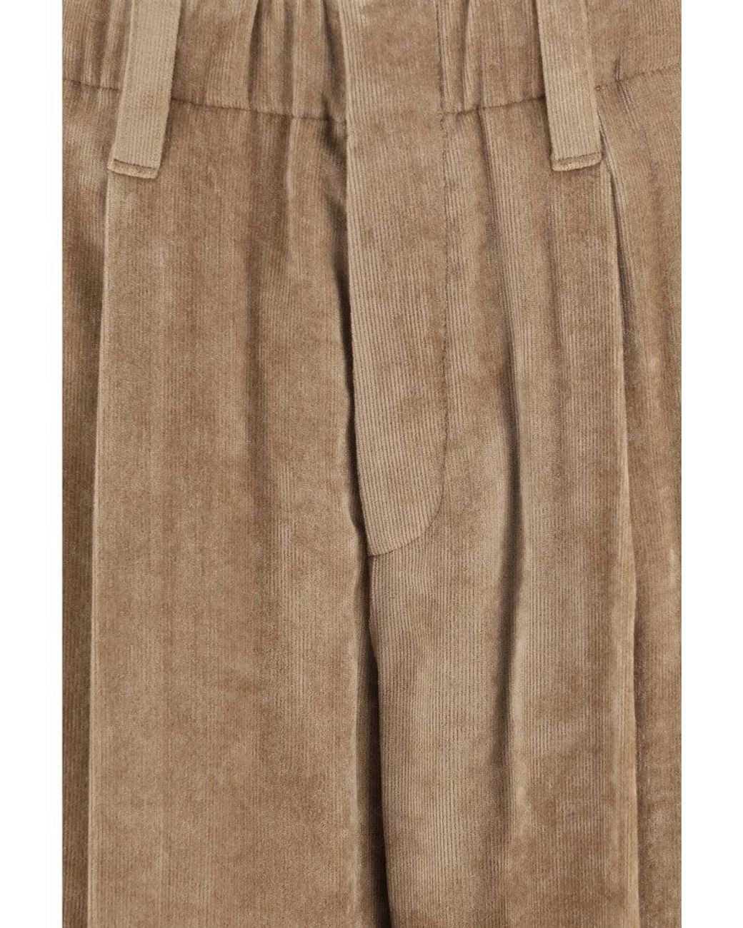 Brunello Cucinelli Natural Relaxed Pleated Pant