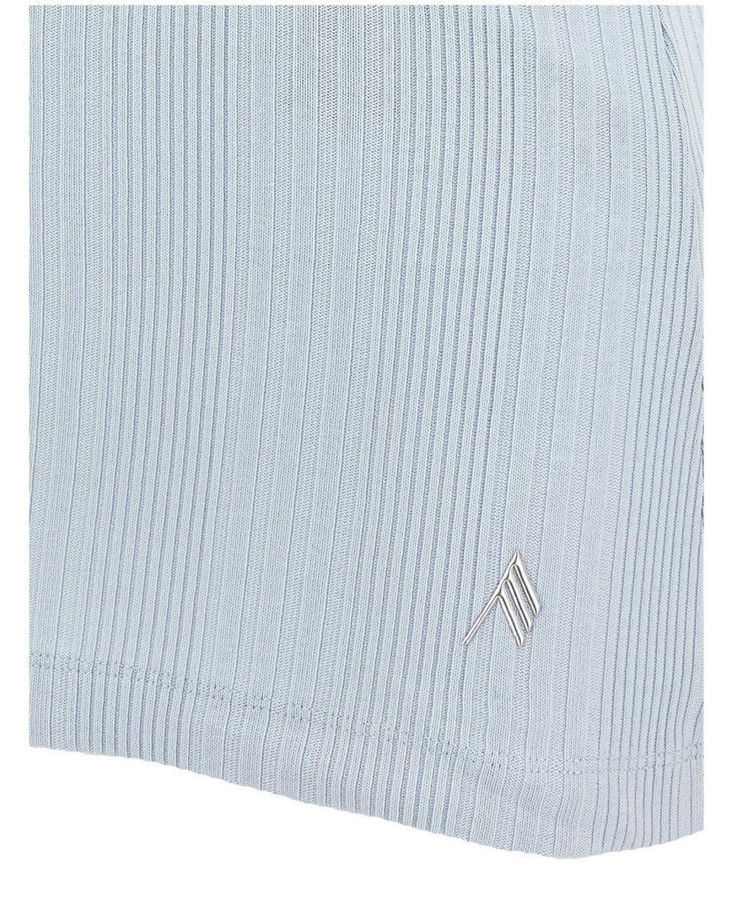The Attico Blue Light Logo Ribbed Top