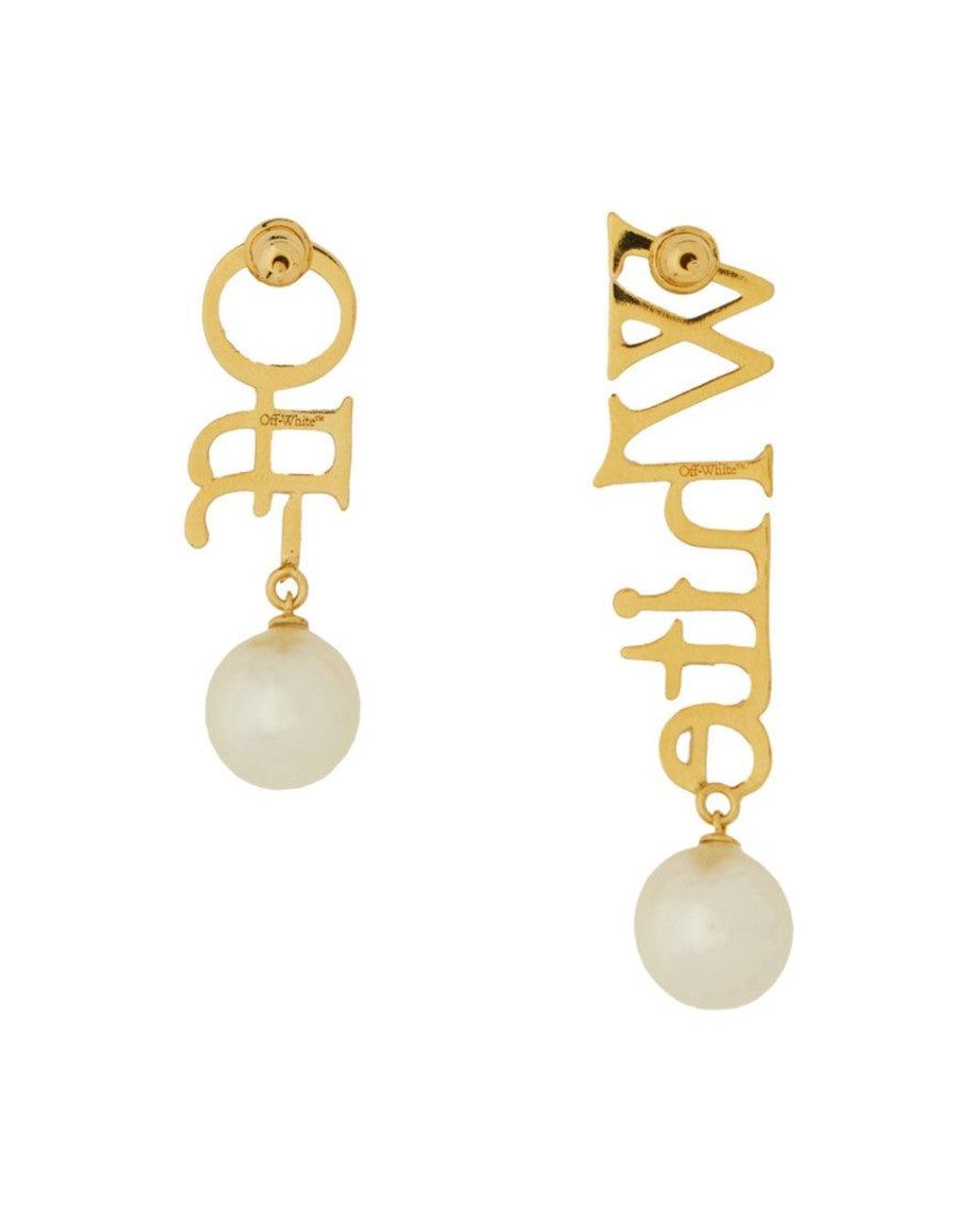 Off-White c/o Virgil Abloh Metallic Earrings With Logo, Brass