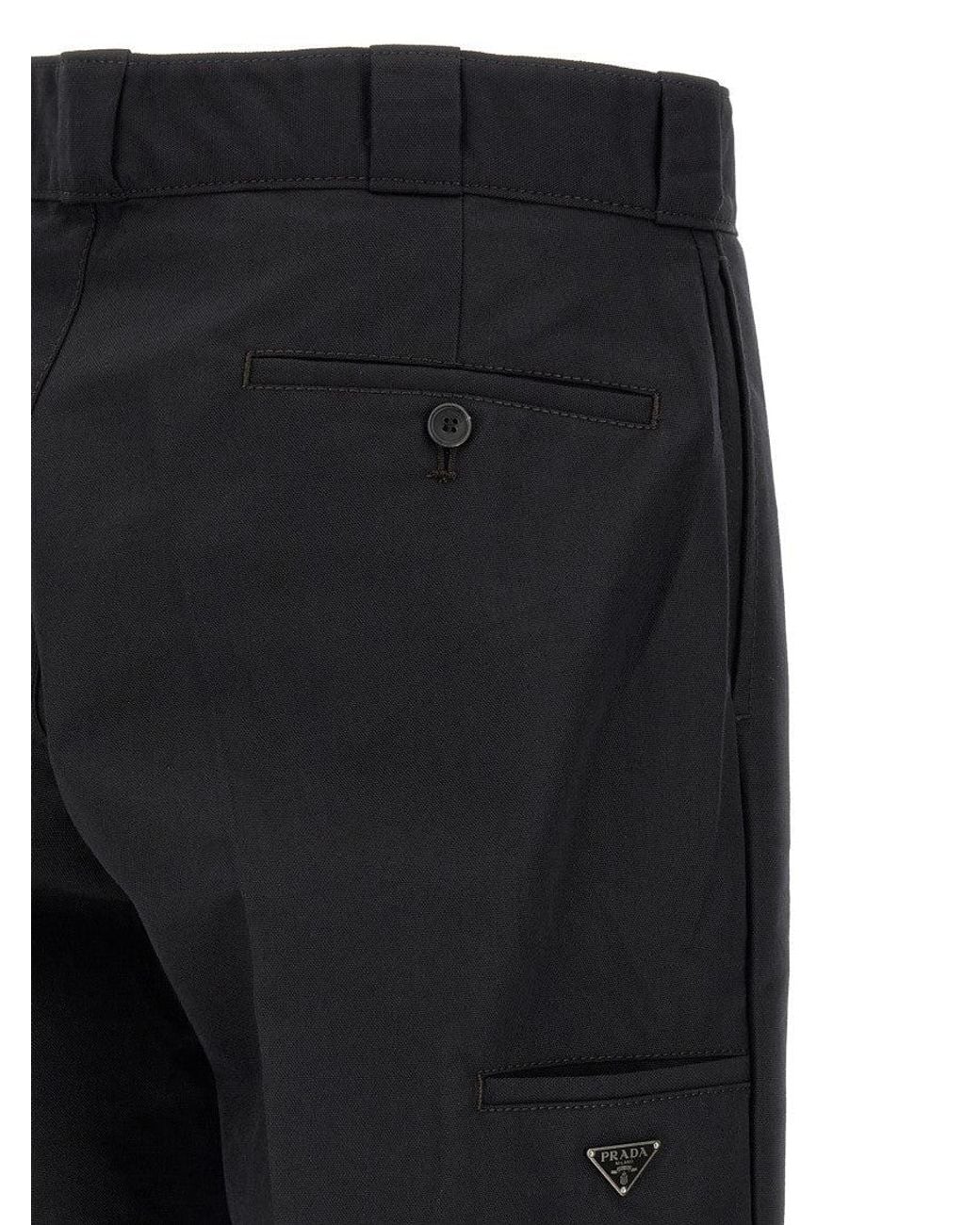 Prada Black Relaxed Flat Front Pants for men