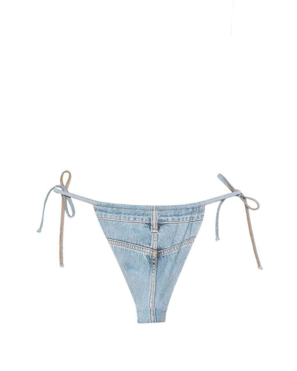 DIESEL Blue Logo Tie Bikini Bottom