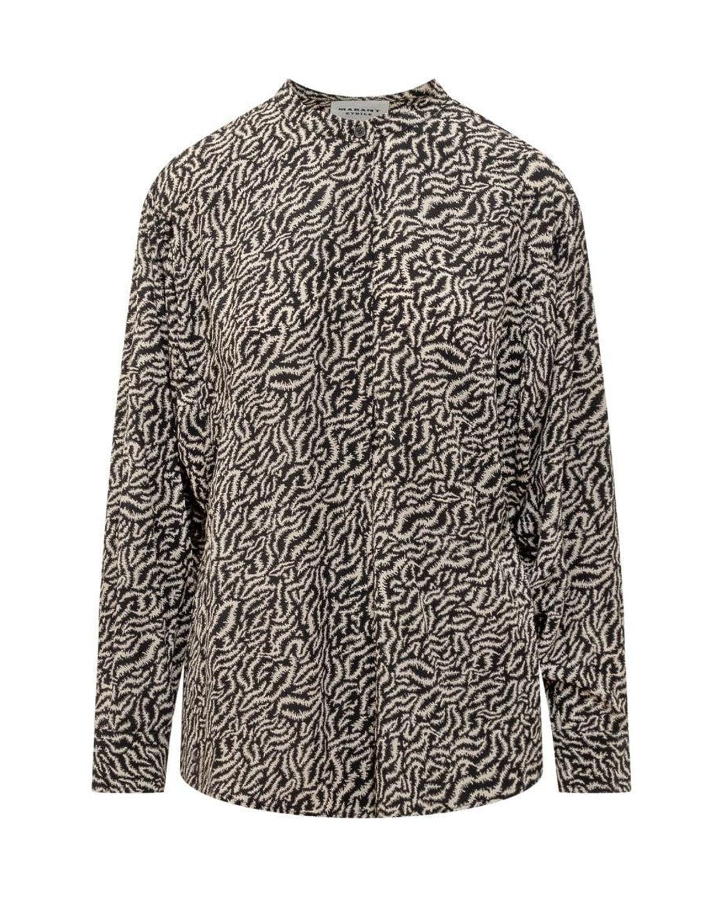 Isabel Marant Gray Abstract Round Neck Top