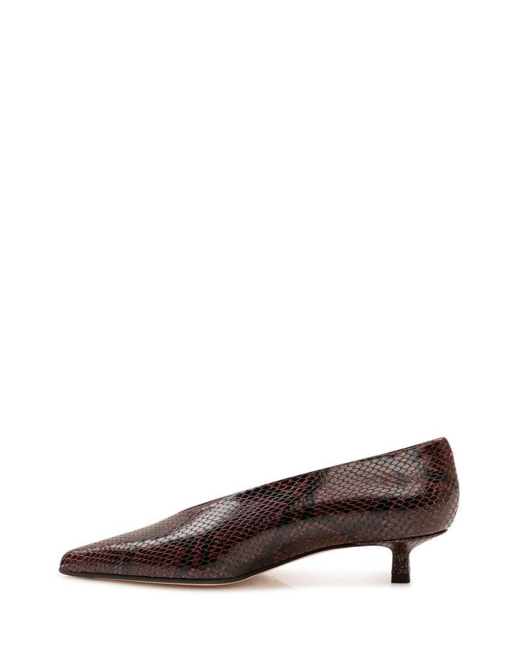 Aeyde Brown Mini Snake Print Heels
