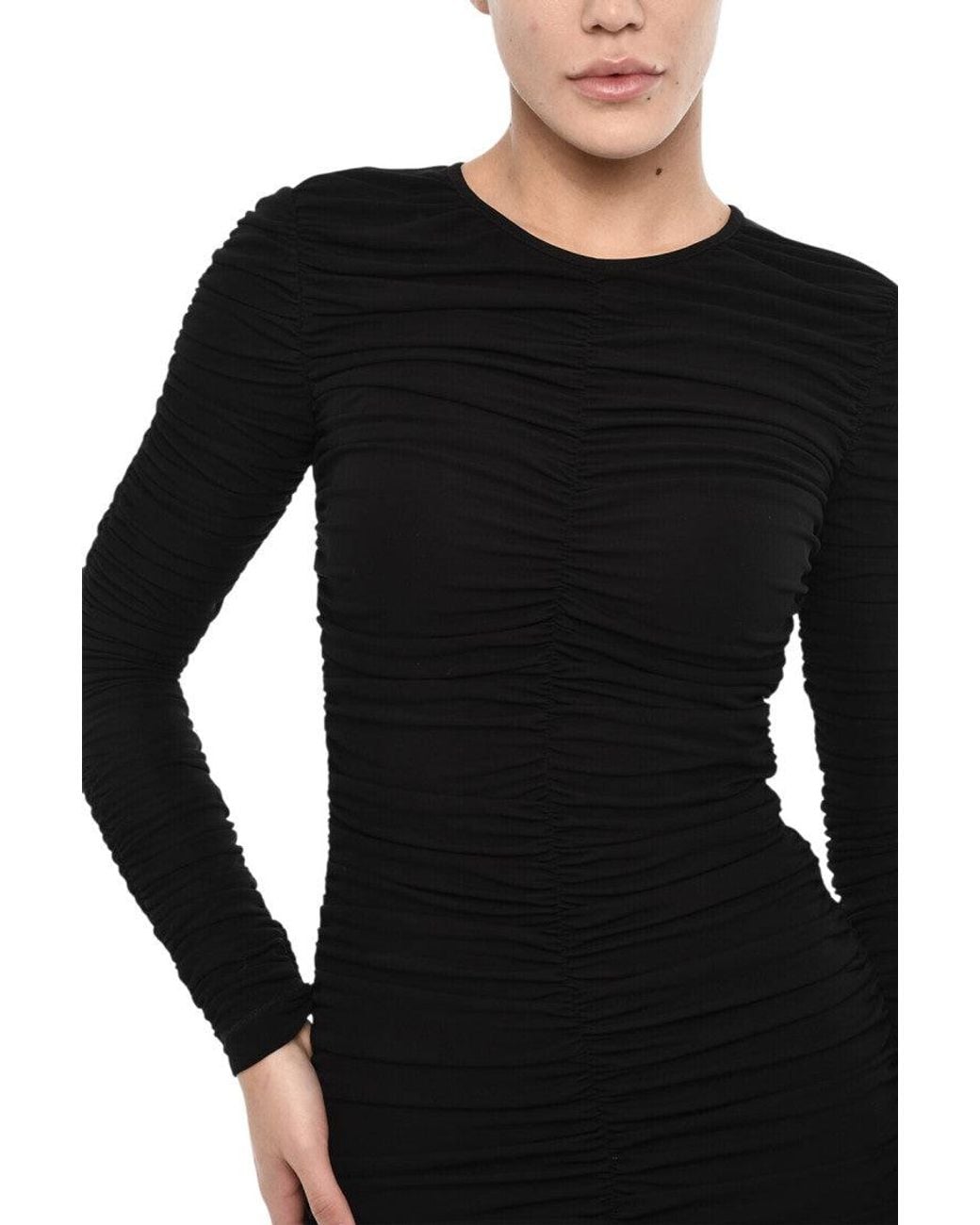 DSquared² Black Pleated Round Neck Dress