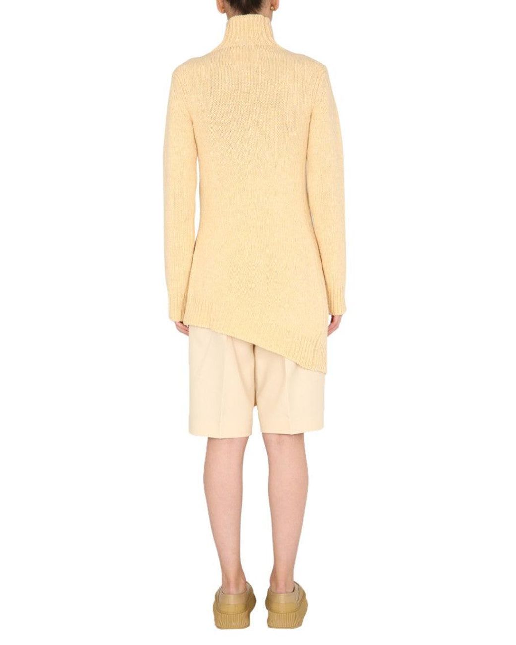 Jil Sander Yellow Knitted Turtle Neck Sweater