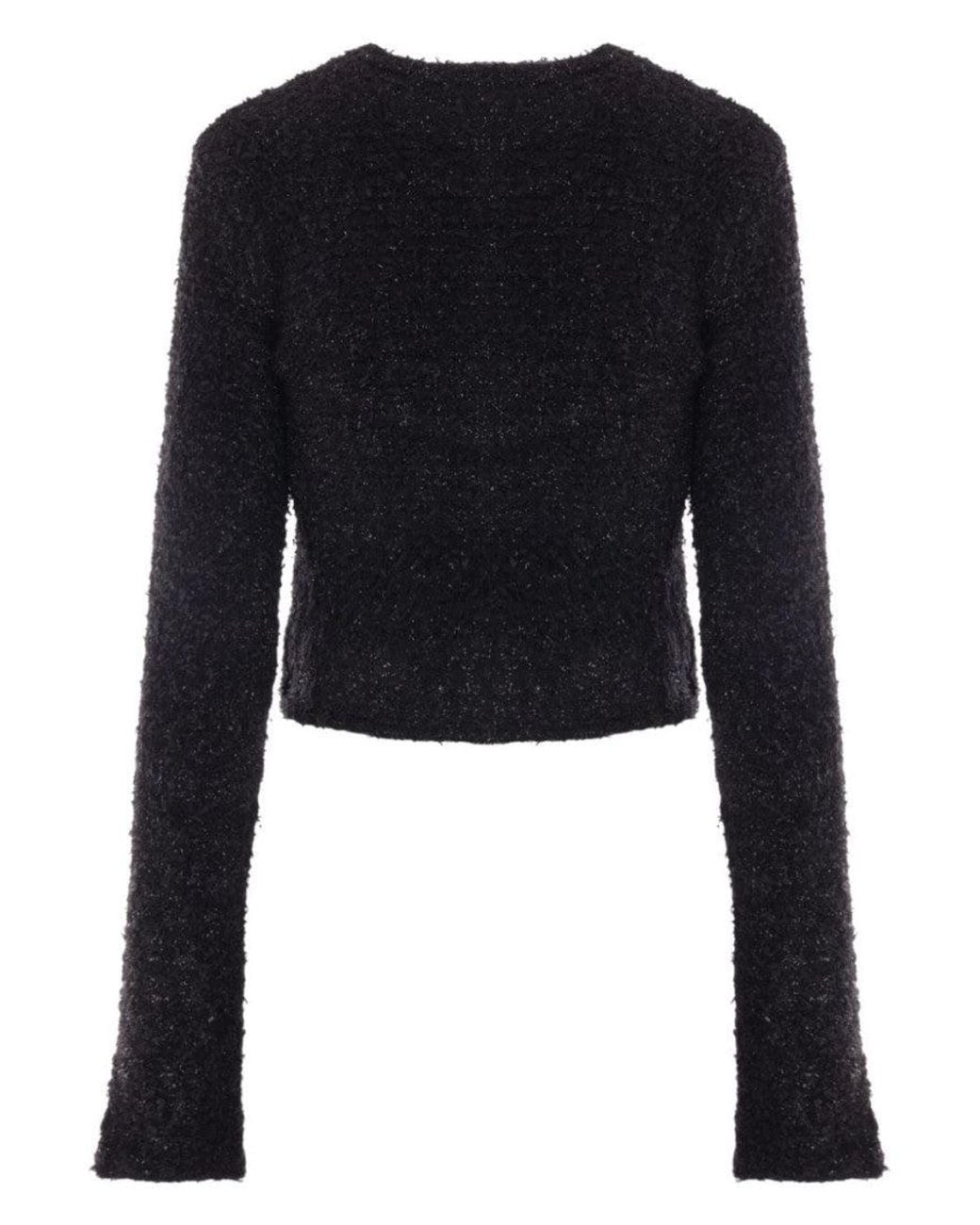 Balenciaga Black Cropped Tweed Cardigan