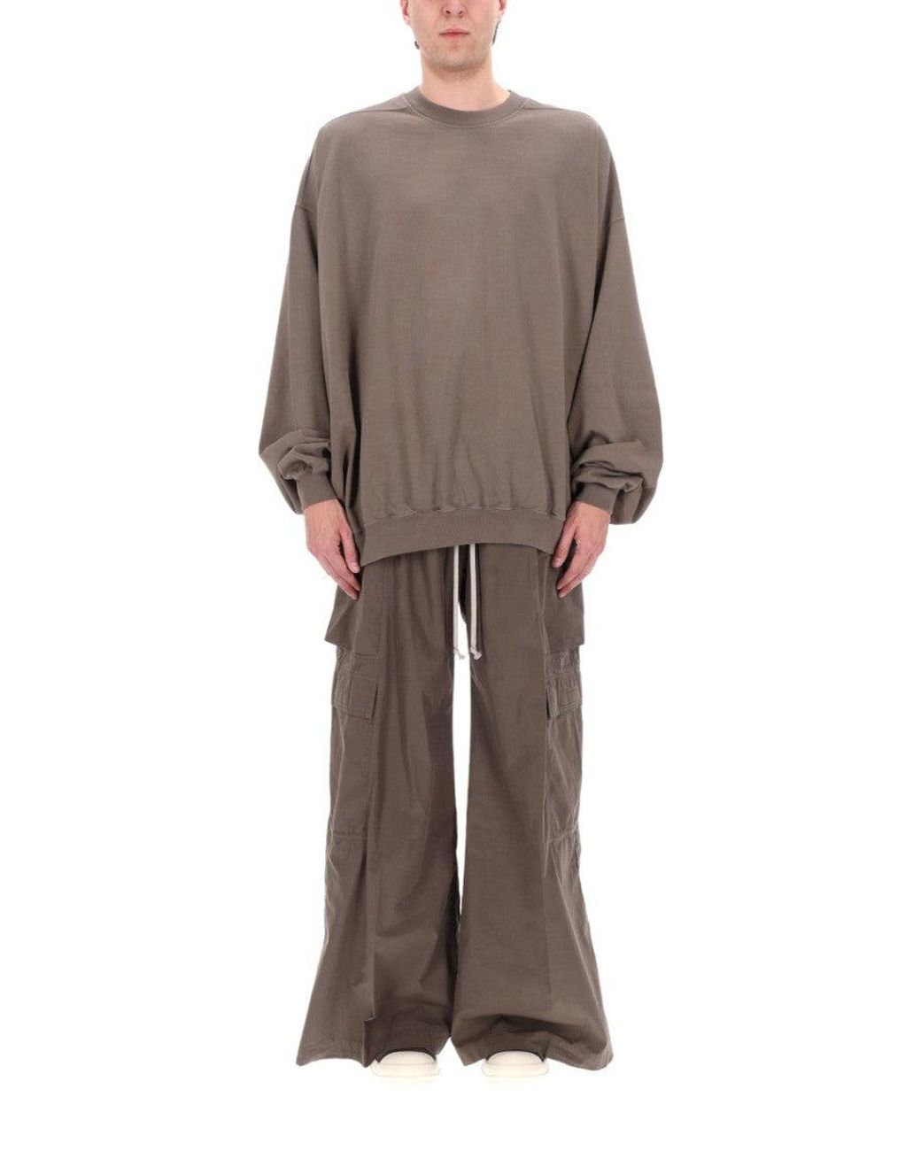 Rick Owens Brown Taupe Solid Crew Neck Sweatshirt for men