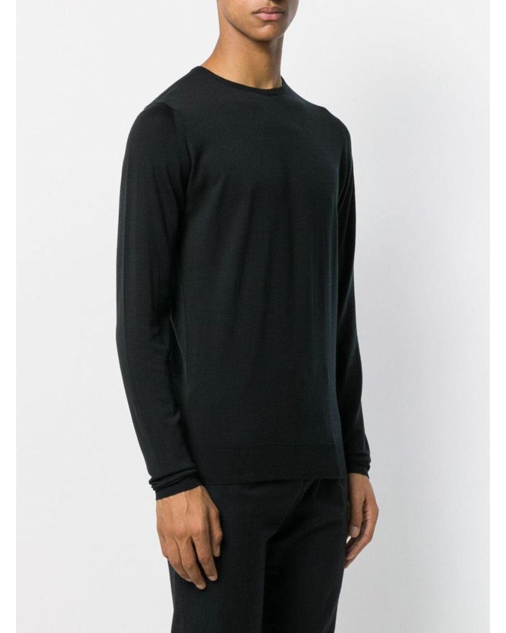 John Smedley Black Wool Sweater for men