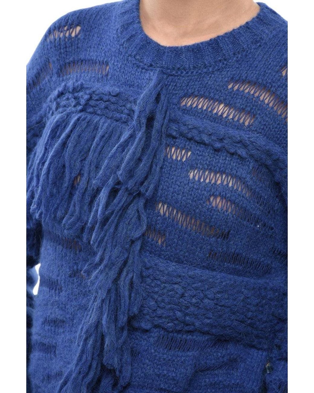 Stella McCartney Blue Textured Crew Neck Sweater
