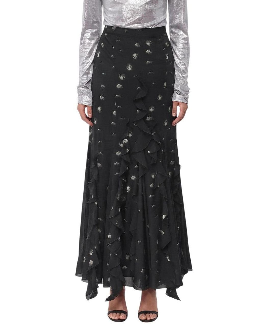 Off-White c/o Virgil Abloh Black Printed Calf Length Skirt