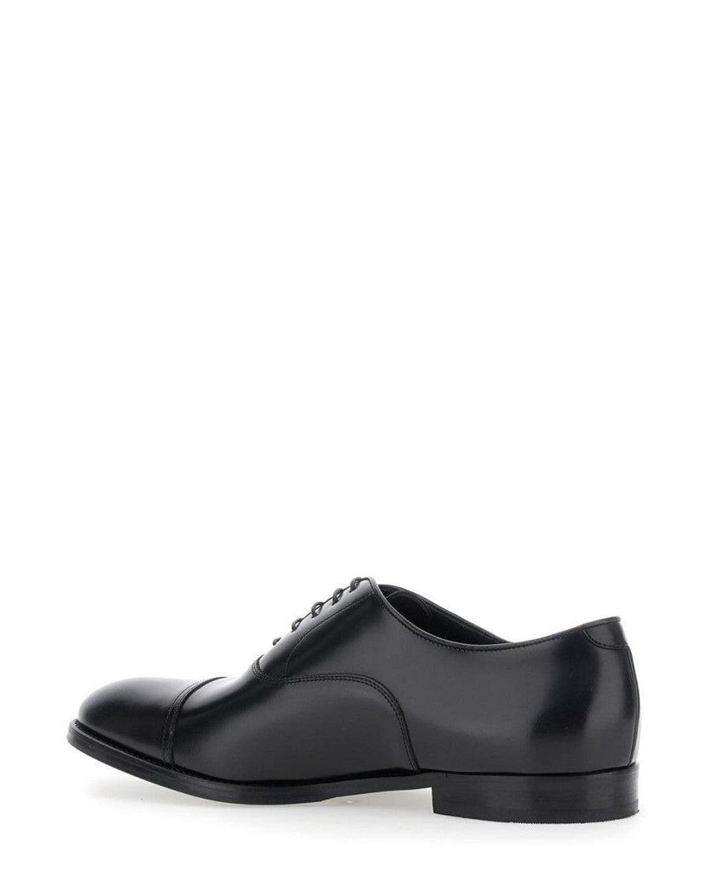 Doucal's Black Leather Lace-Up Shoes for men