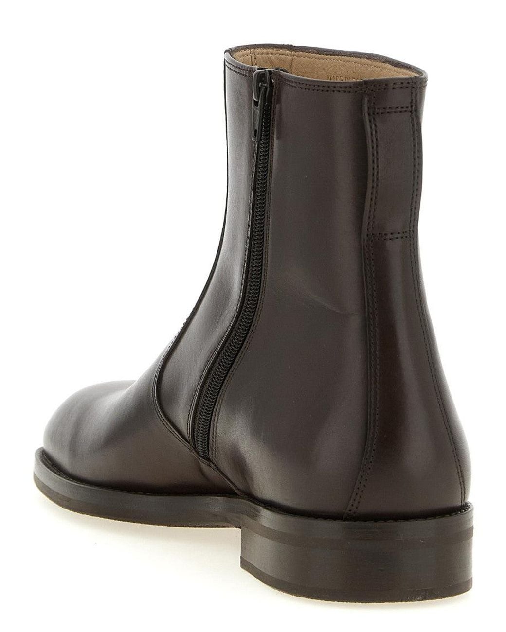Lemaire Brown Zipper Ankle Boots for men