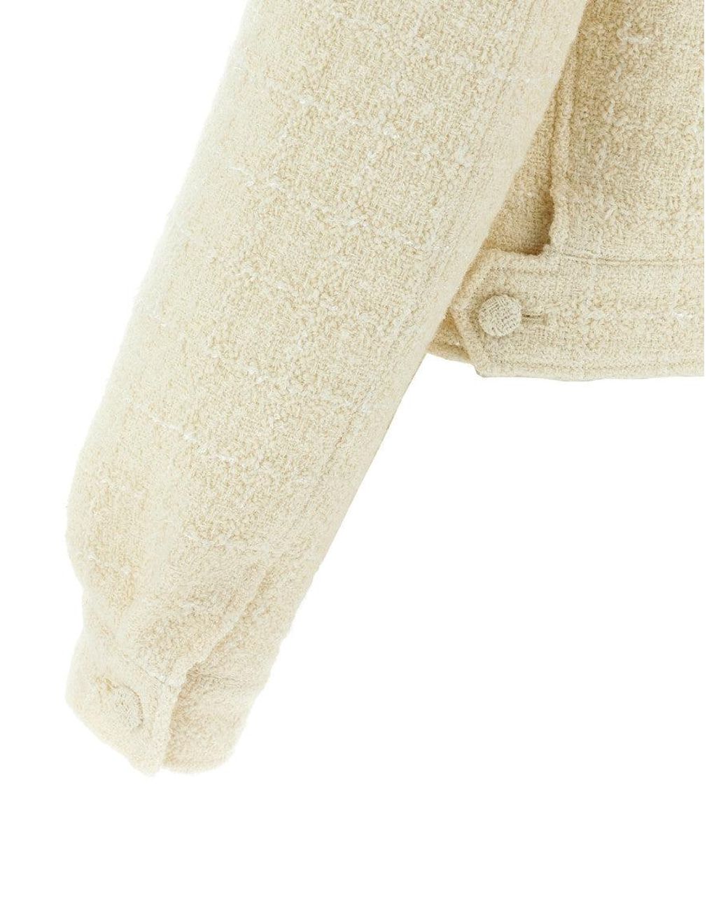 Givenchy Natural Short Tweed Jacket With 4G Detail