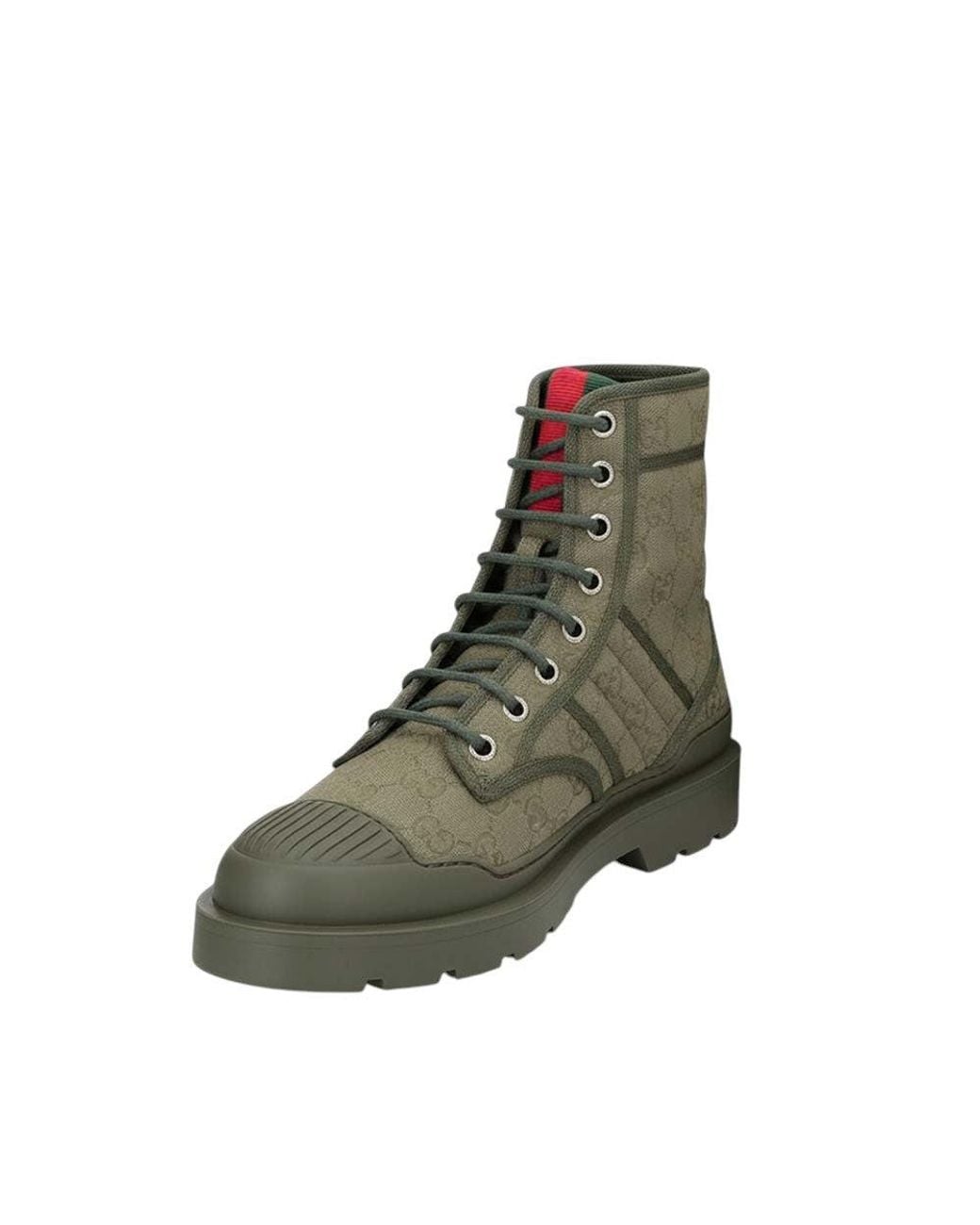 Gucci Green Textured Laced Boots for men