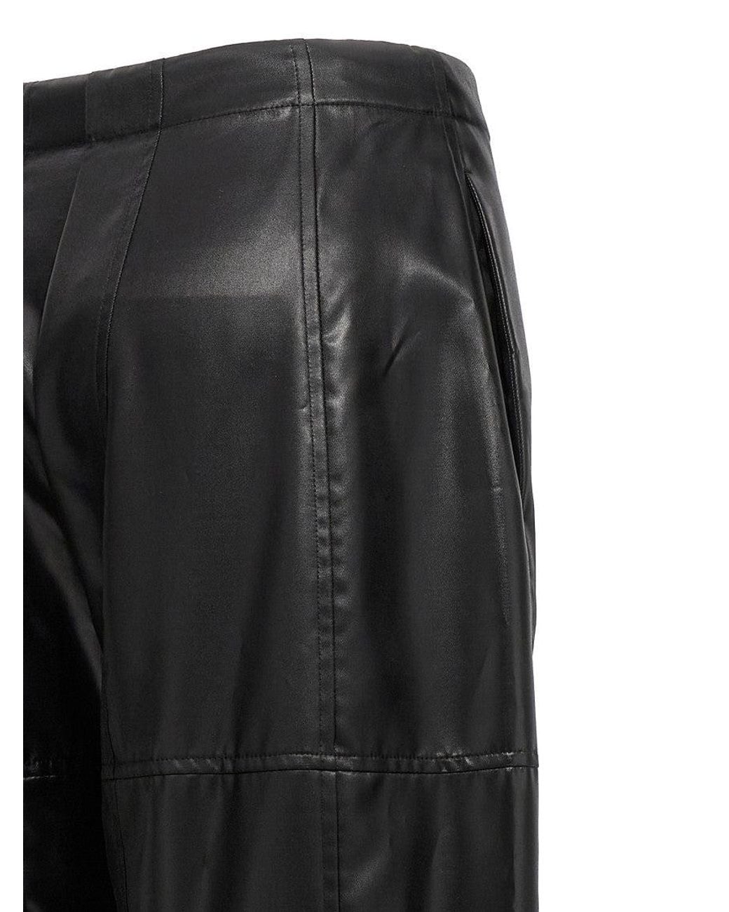 Jil Sander Black High-Waisted Cupro Pants With Coated Finish