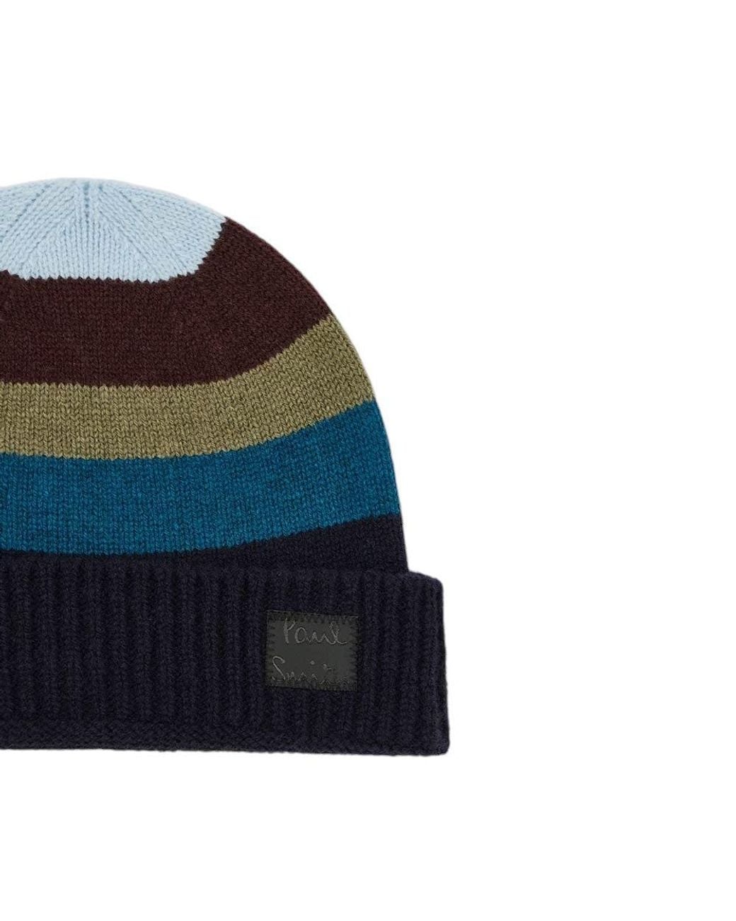 Paul Smith Blue Striped Beanie Cap for men