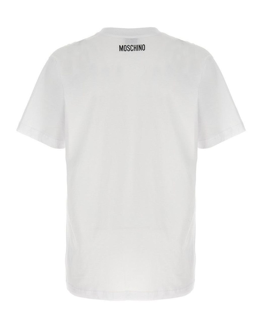 Moschino White Playful Logo Printed Organic Cotton T-Shirt for men