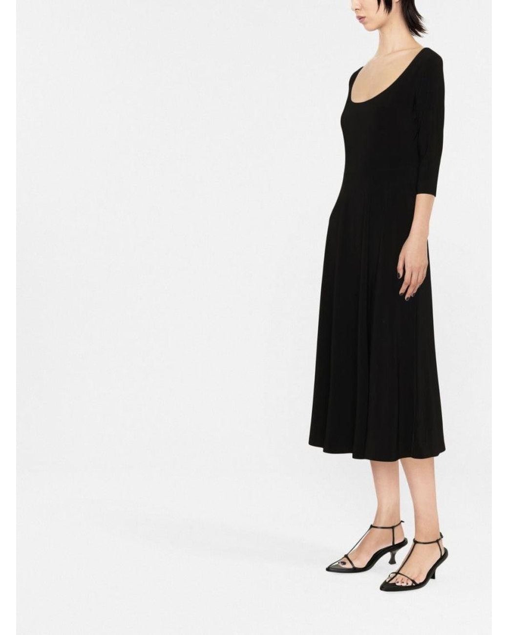 Norma Kamali Black Scoop Neck Dress