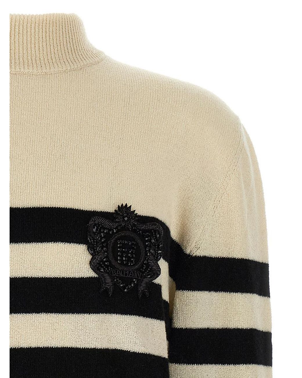 Balmain Black 'Marinière' Sweater for men