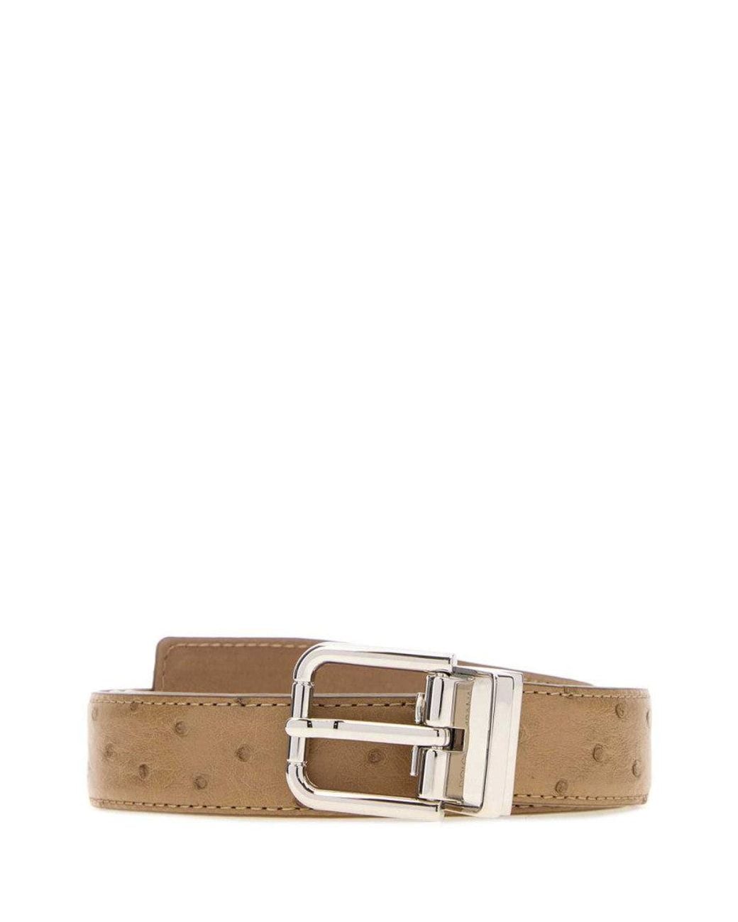 Dolce & Gabbana Natural Logo Buckle Belt for men