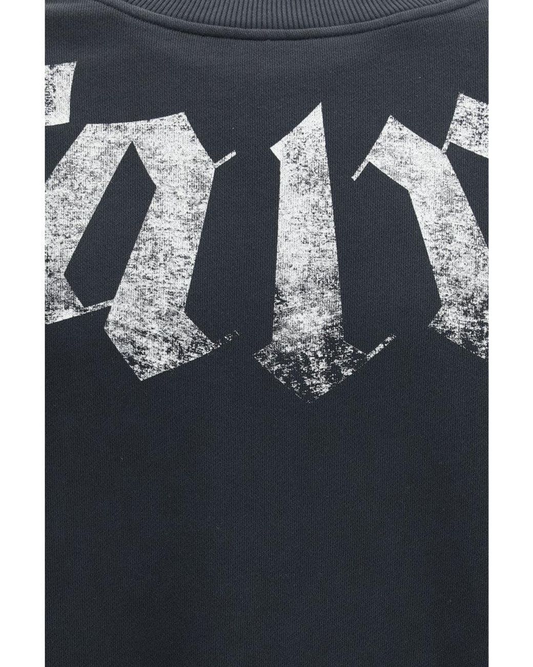 Palm Angels Blue Big Neck Logo Sweatshirt for men