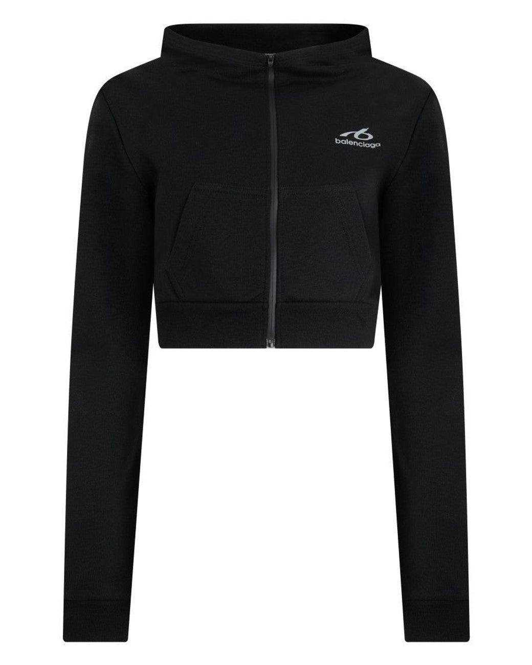 Balenciaga Black Zip Up Logo Hoodie
