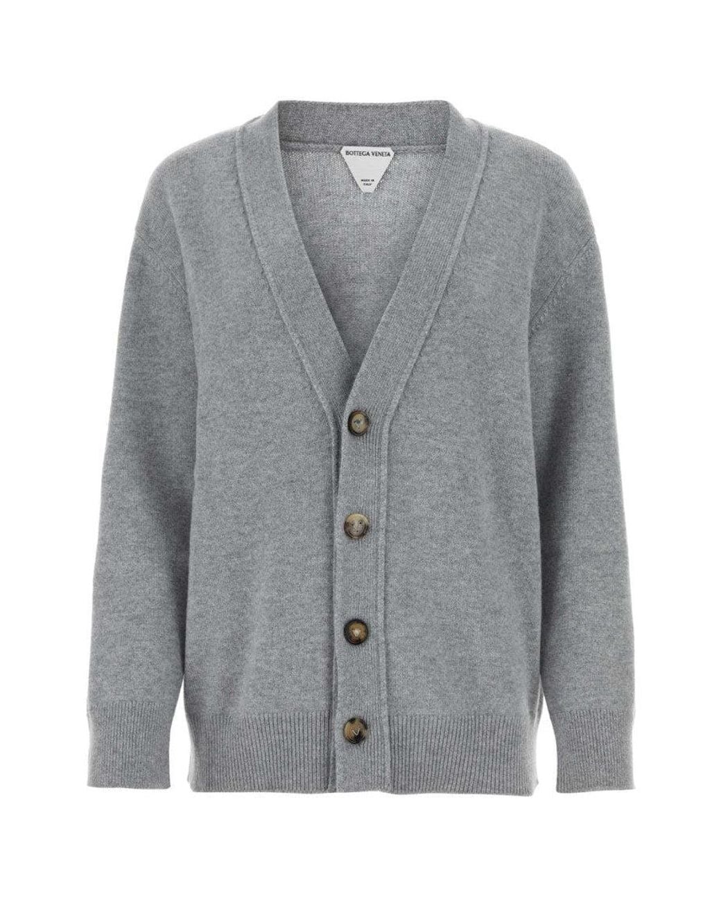 Bottega Veneta Gray Light V Neck Sweater