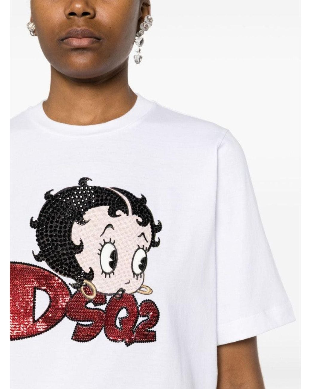 DSquared² White Cartoon Print T-Shirt