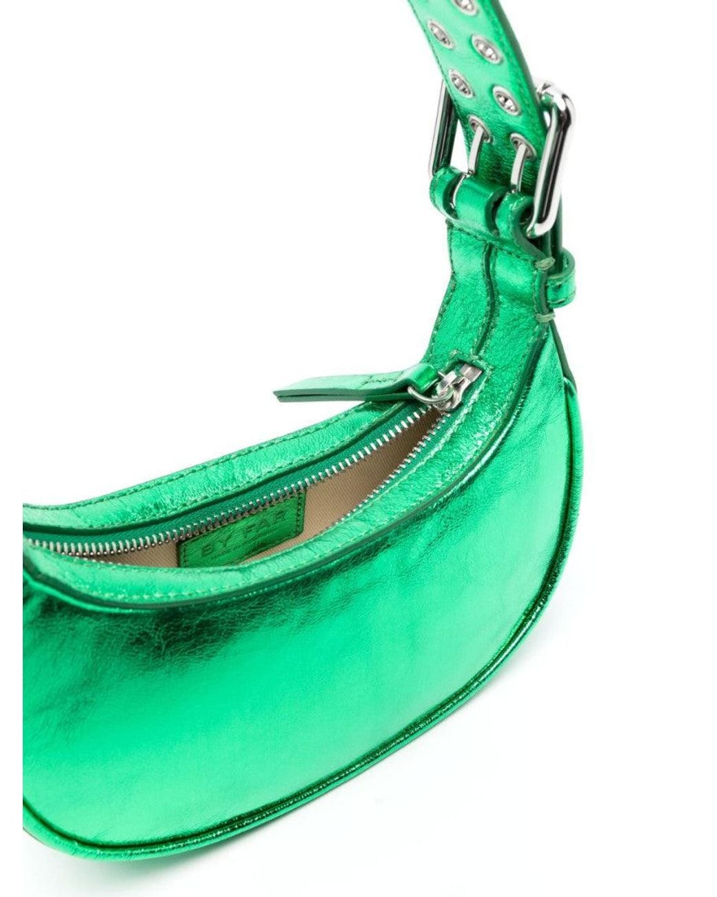 By Far Green Mini Soho Metallic Leather Shoulder Bag