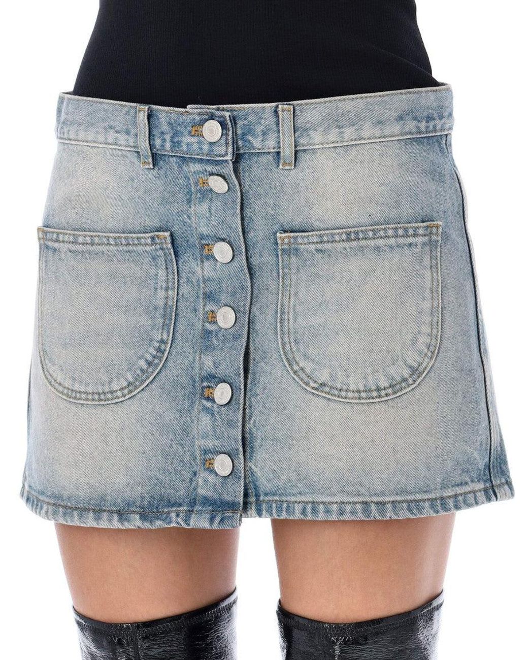 Courreges Blue Denim Mini Skirt