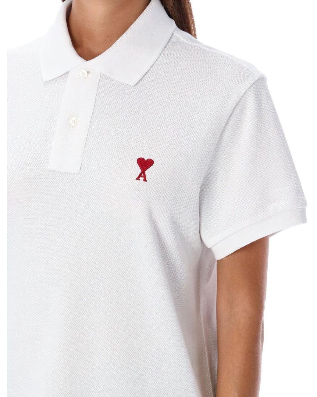 AMI White Ami De Coeur Polo Shirt for men