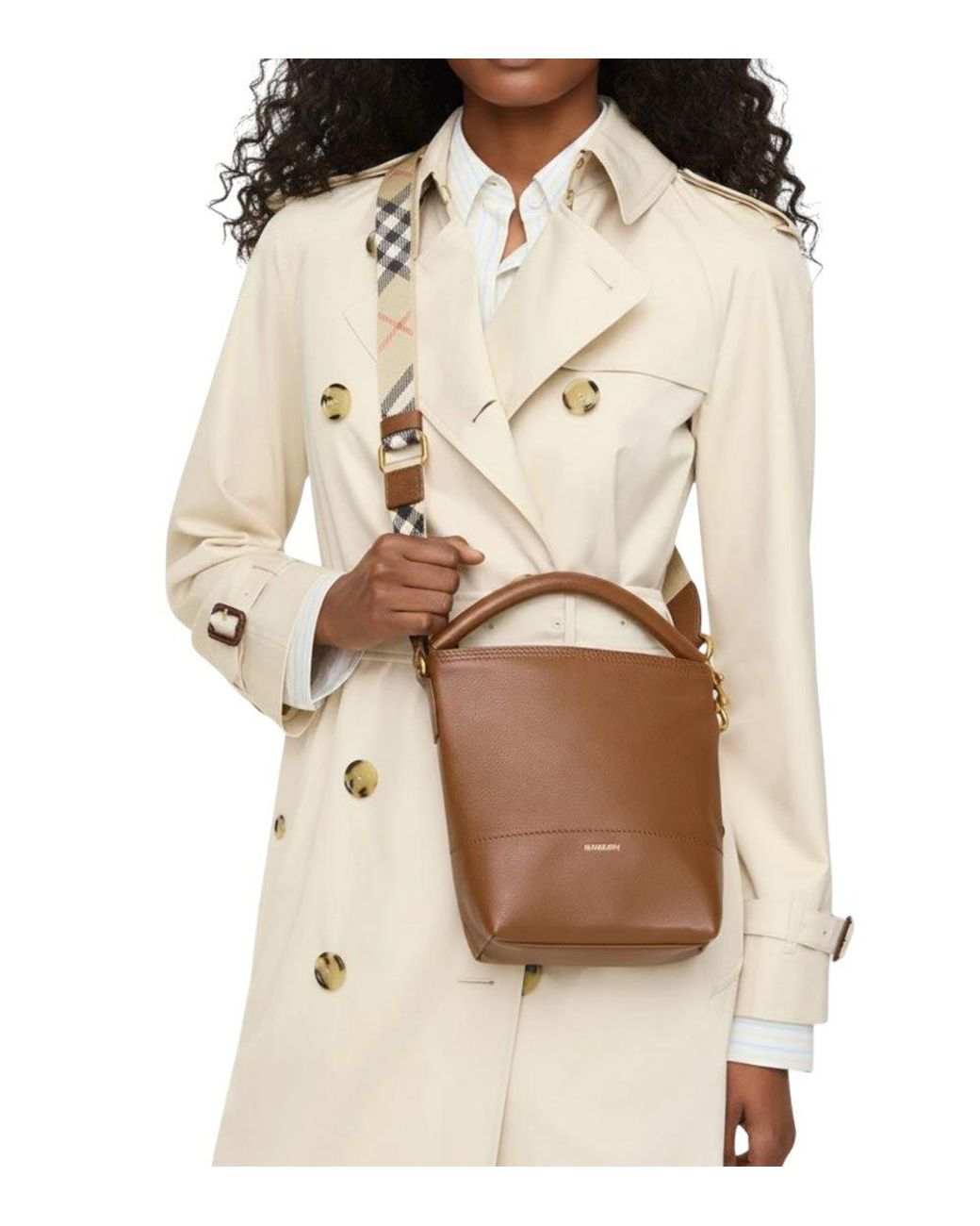 Burberry Brown B Clip Mini Bucket Bag