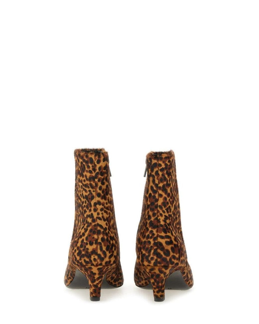 Ash Brown Print Pointed-Toe Boots