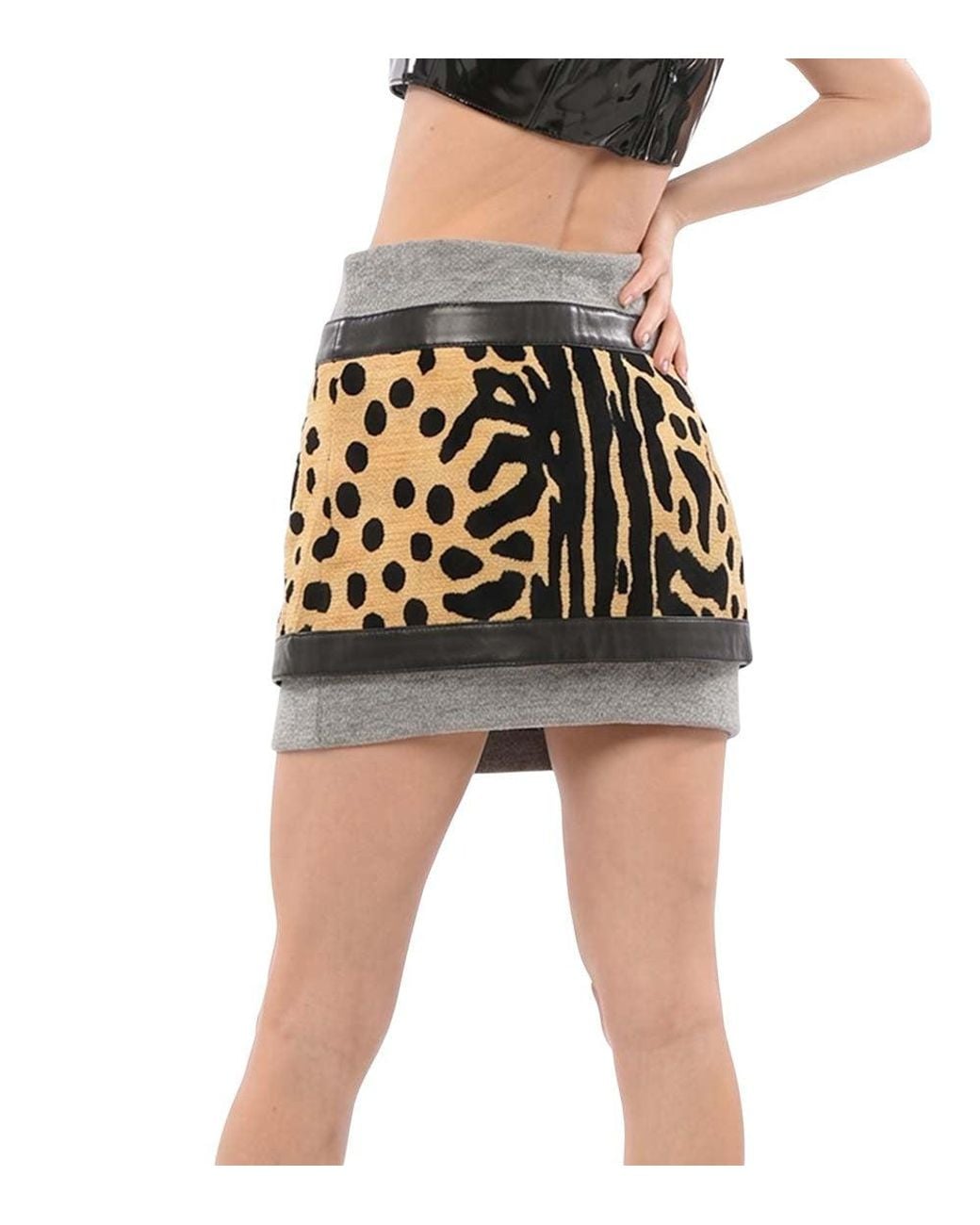 DSquared² Black Animal Print Mini Skirt