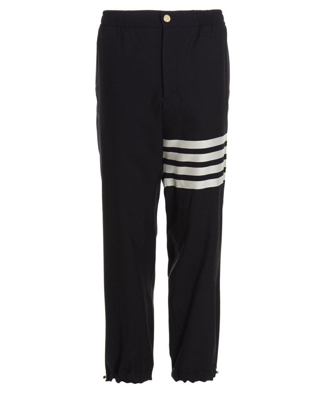 Thom Browne Black Wool Stripes Joggers for men