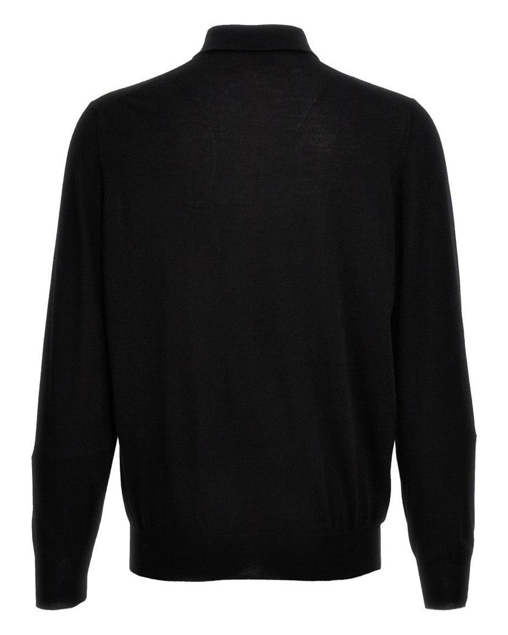 Brunello Cucinelli Black Knitted Polo Shirt for men