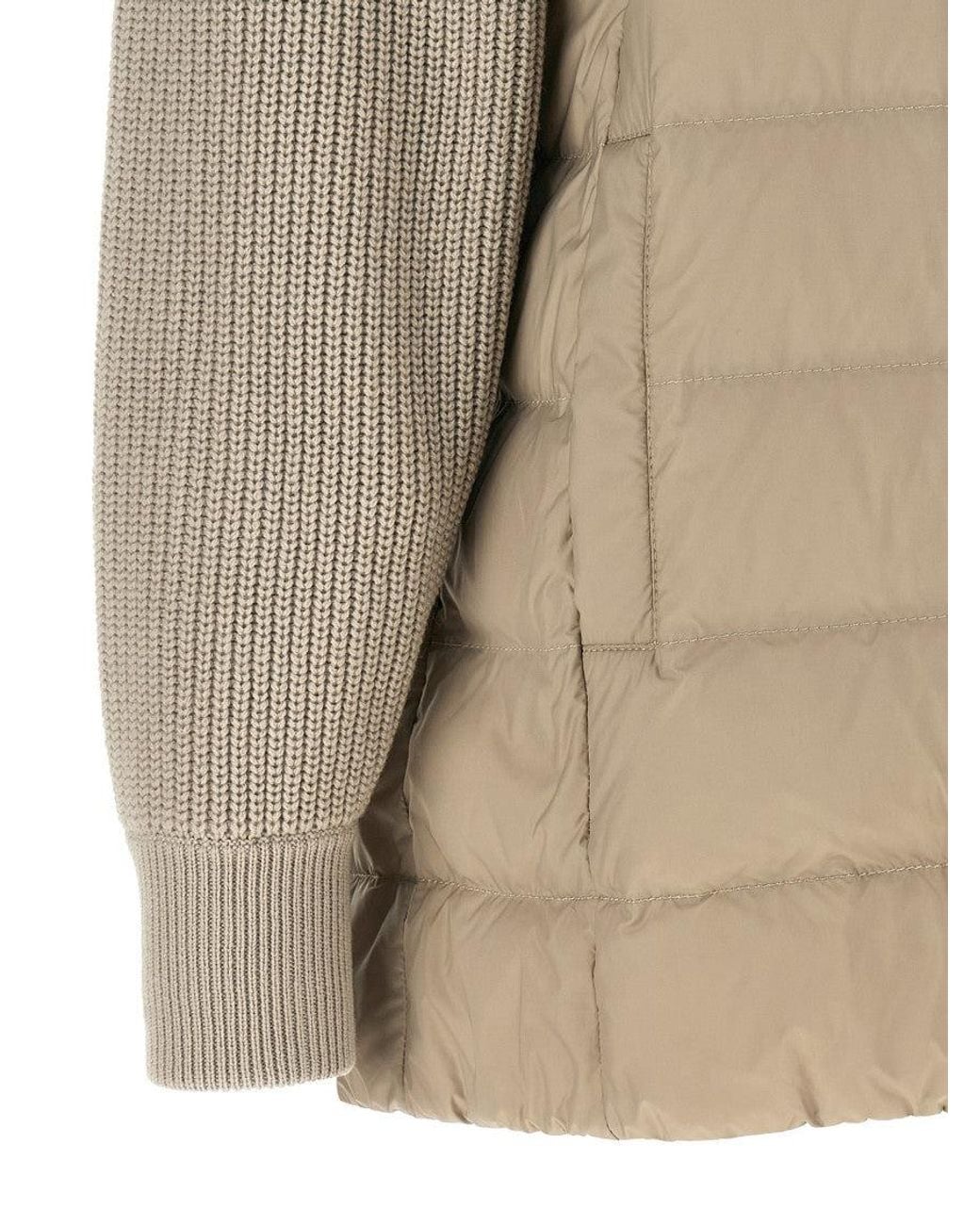 Brunello Cucinelli Natural Quilted Hood Jacket
