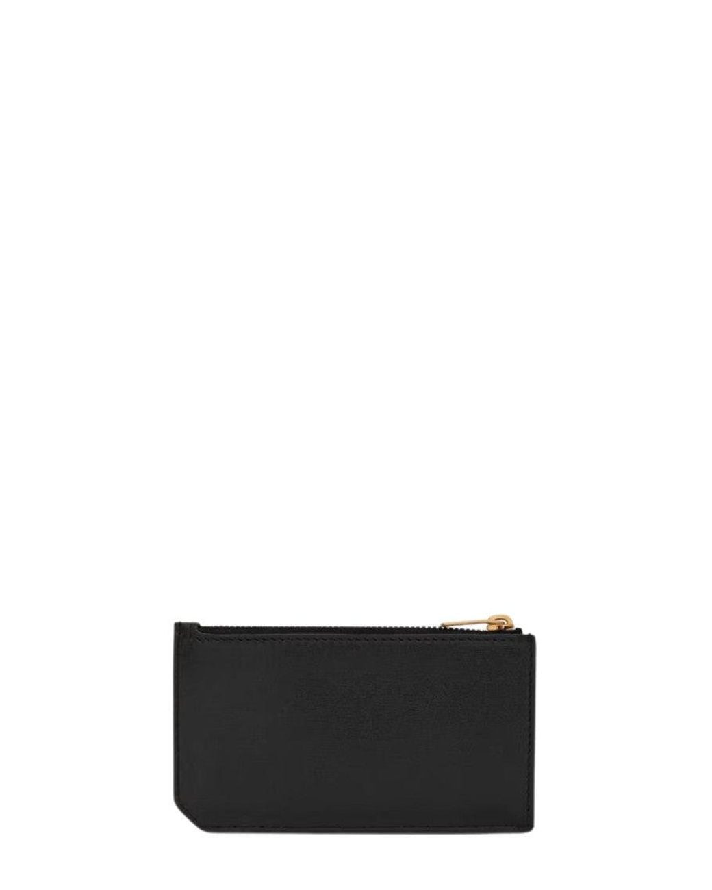 Saint Laurent White Monogram Zip Card Holder for men