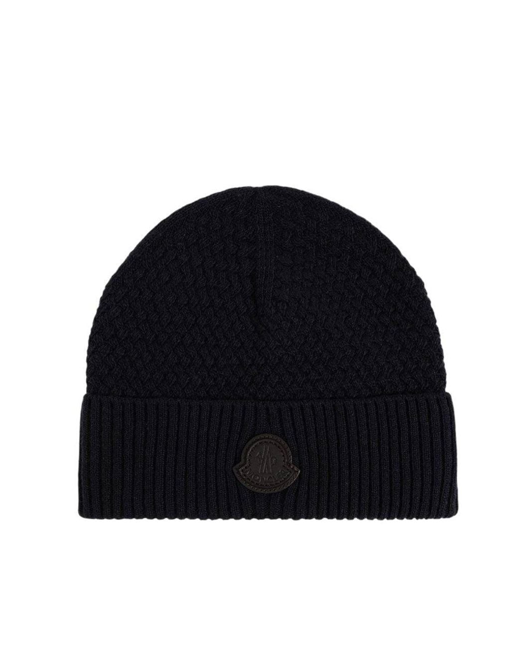 Moncler Blue Logo Beanie Cap for men