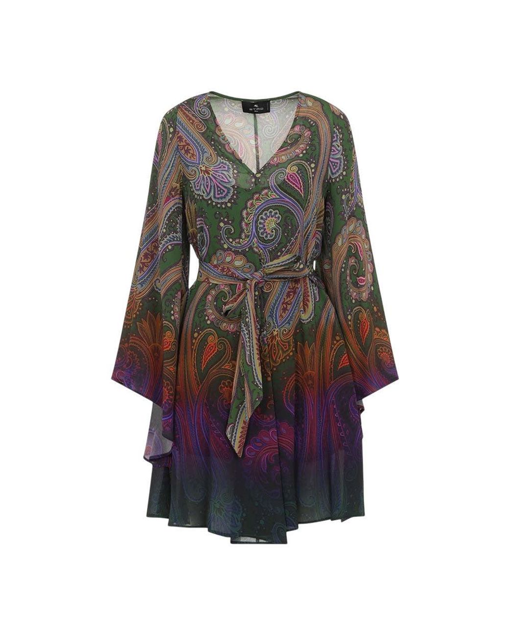 Etro Multicolor Paisley V Neck Mini Dress