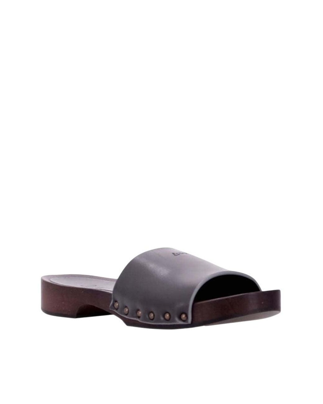 LA ROSE Gray Leather Sandals