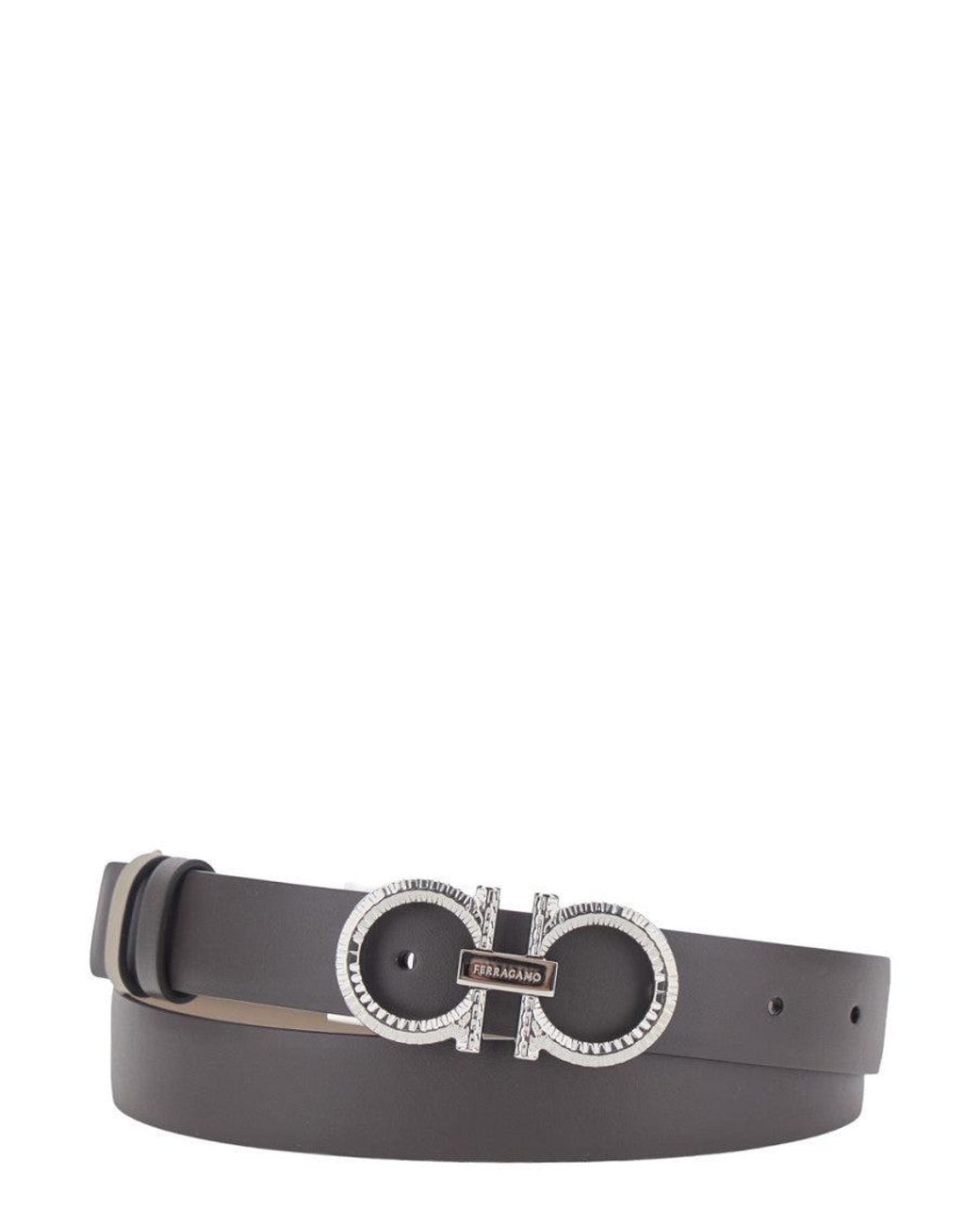 Ferragamo White Gancini Hook Bright Calf Leather Belt For