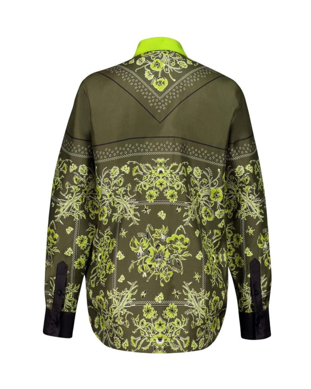 Gucci Green Tie Neck Printed Top