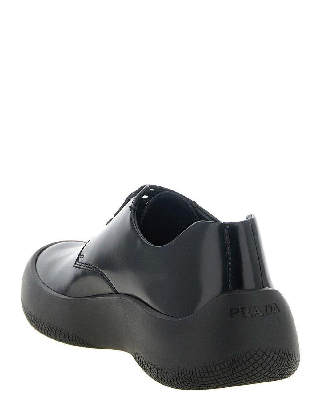 Prada Black Leather Lace-Up Shoes for men